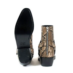 Libertine – Tan Snakeskin Leather Harness Boots -Straight To Hell lib tan sna men w 6