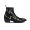 Lightning – Black And Gold Leather Lightning Bolt Boots