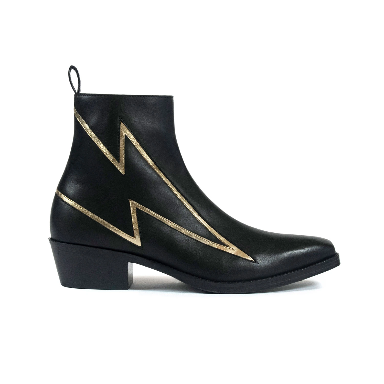 Lightning – Black And Gold Leather Lightning Bolt Boots 1 Lightning – Black And Gold Leather Lightning Bolt Boots