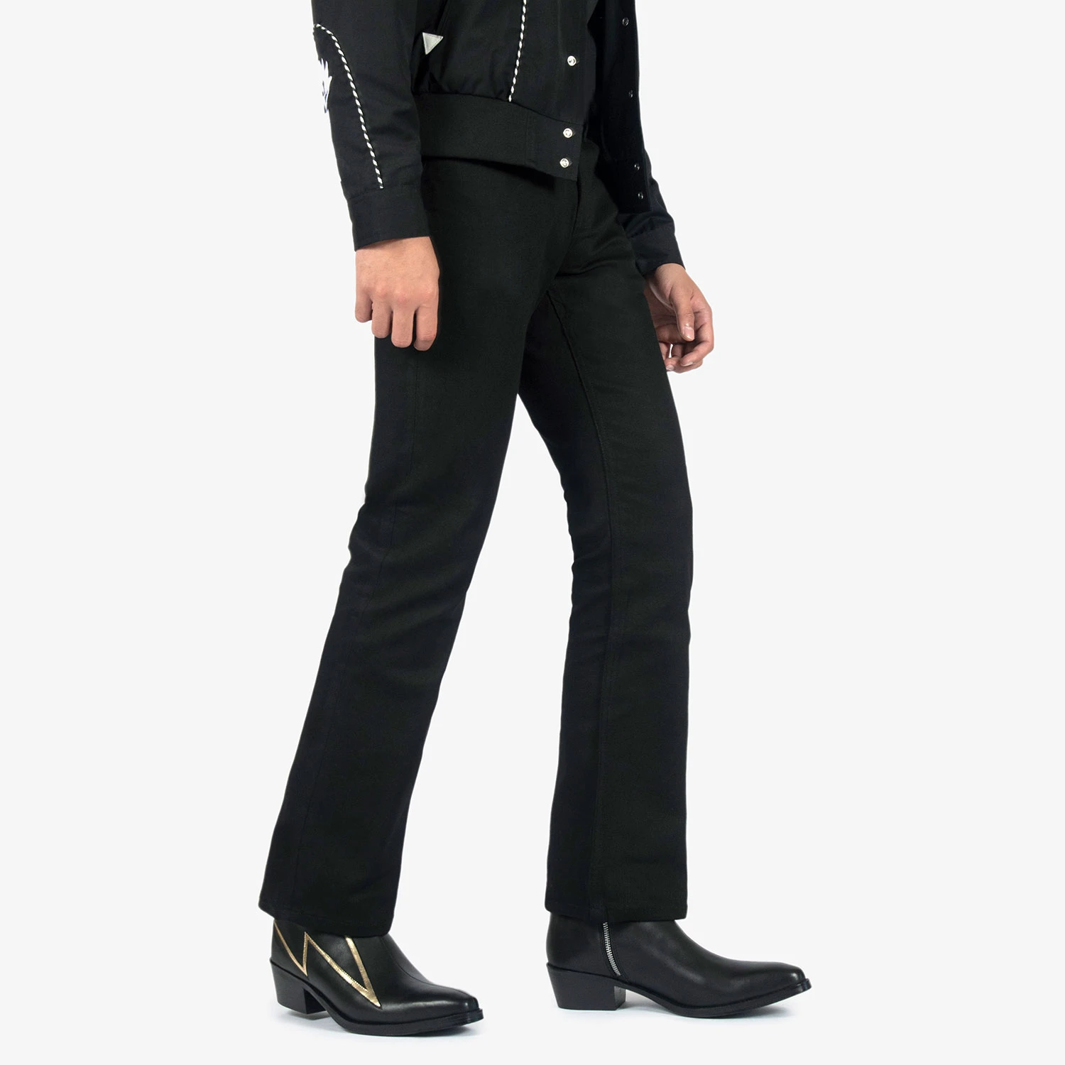 Lightning – Black And Gold Leather Lightning Bolt Boots 7 Lightning – Black And Gold Leather Lightning Bolt Boots - Image 7