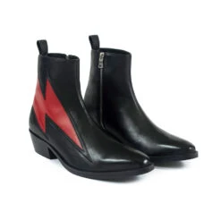 Lightning – Black And Red Leather Lightning Bolt Boots 10 Lightning – Black And Red Leather Lightning Bolt Boots -Straight To Hell lig blk red men w 3