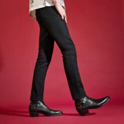 Libertine – Black And Brass Leather Harness Boots -Straight To Hell llib blk bra men thumb