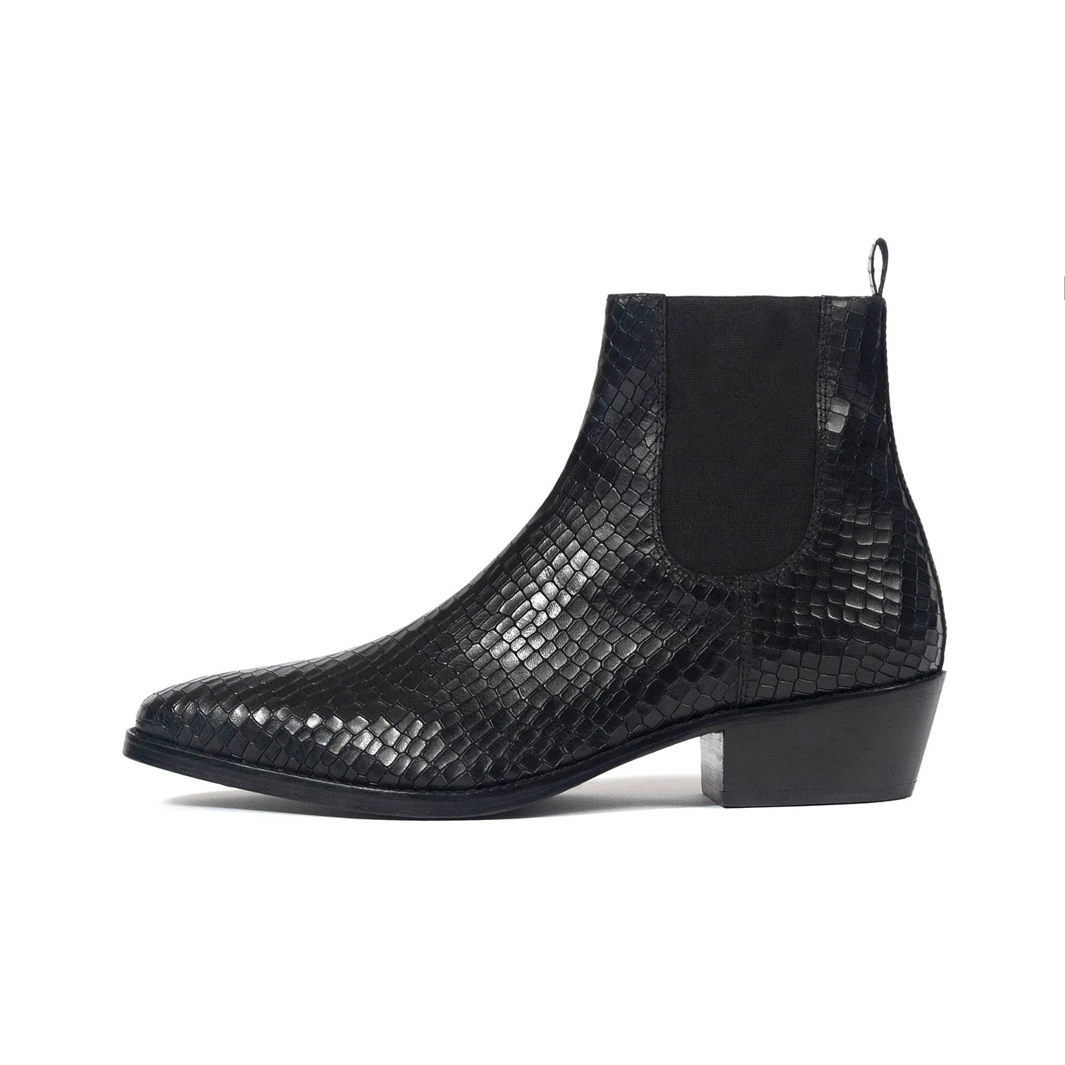 Marquee – Black Snakeskin Leather Chelsea Boots 2 Marquee – Black Snakeskin Leather Chelsea Boots - Image 2