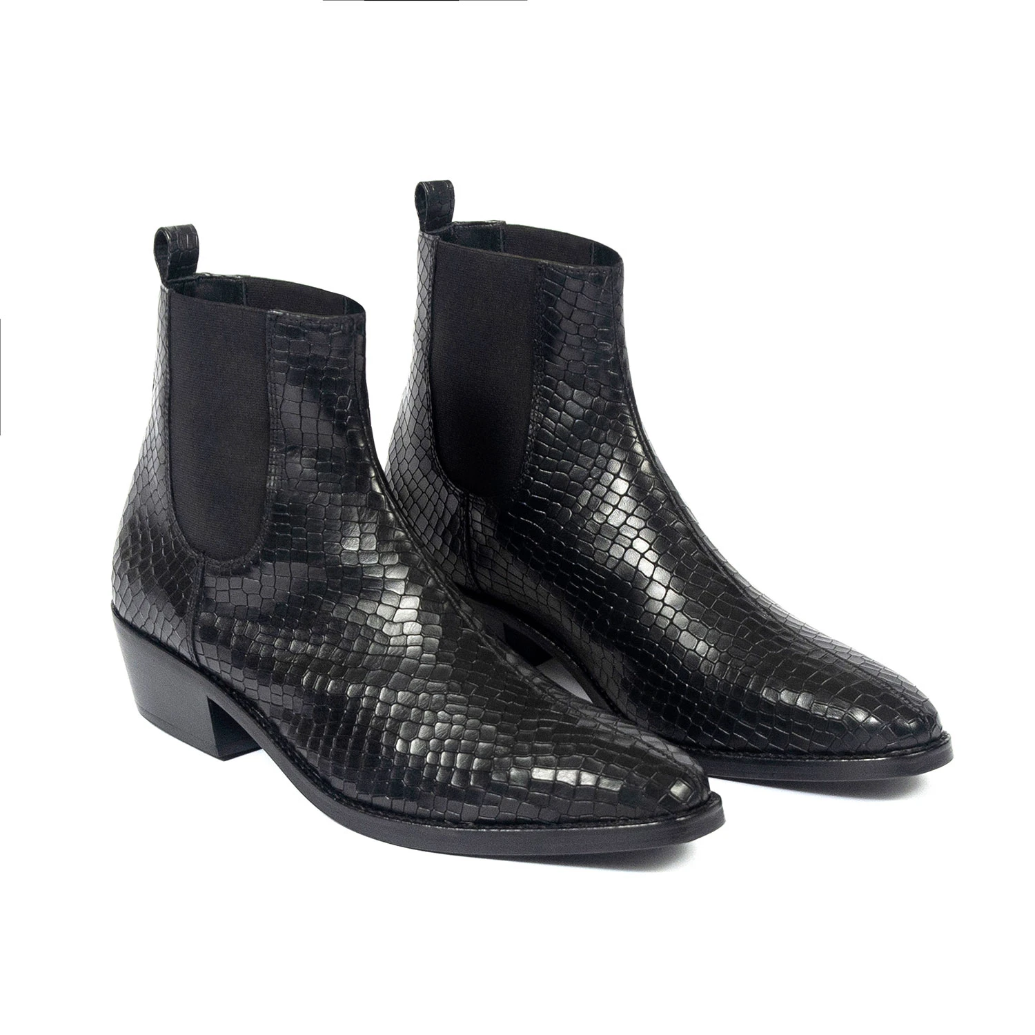 Marquee – Black Snakeskin Leather Chelsea Boots 3 Marquee – Black Snakeskin Leather Chelsea Boots - Image 3