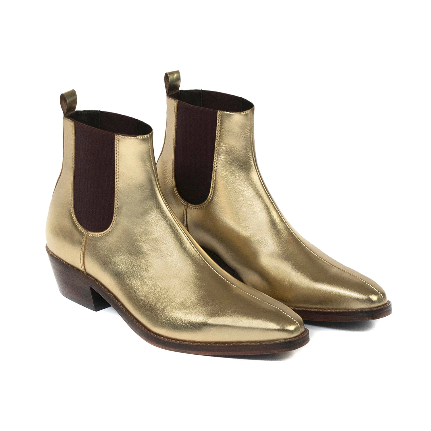 Marquee – Gold Leather Chelsea Boots 3 Marquee – Gold Leather Chelsea Boots - Image 3