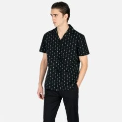 Maxwell – Black And Green Diamond Print Shirt (Size XS, S) -Straight To Hell max blk gre w 2