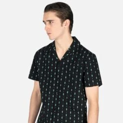 Maxwell – Black And Green Diamond Print Shirt (Size XS, S) -Straight To Hell max blk gre w 3