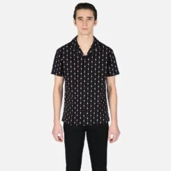 Maxwell – Black And Pink Diamond Print Shirt (Size S, M) -Straight To Hell max blk pin w 5