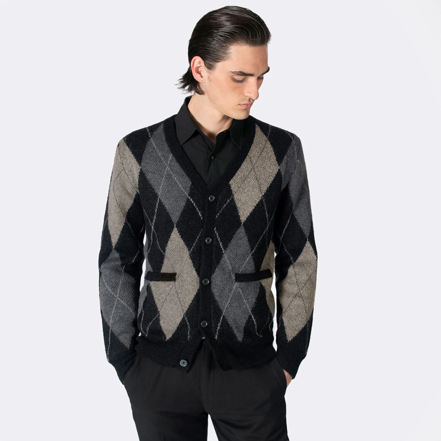 Miles – Argyle Cardigan Sweater 3 Miles – Argyle Cardigan Sweater - Image 3