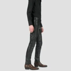 Narrow Eddie – Slim Fit Leather Pants -Straight To Hell naw ed lea w 2