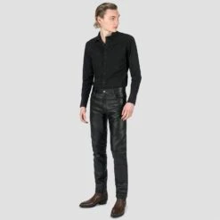 Narrow Eddie – Slim Fit Leather Pants -Straight To Hell naw ed lea w 4