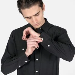 Open Road – Black Long Sleeve Western Shirt -Straight To Hell ope roa blk lon sle w 5