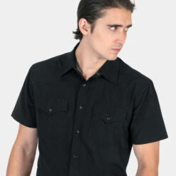 Open Road – Black Short Sleeve Western Shirt -Straight To Hell ope roa blk sho sle w 3