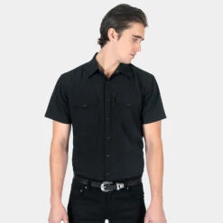 Open Road – Black Short Sleeve Western Shirt -Straight To Hell ope roa blk sho sle w 4