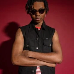 Outsider Vest – New Dawn – Twill Denim Vest -Straight To Hell out ves new daw thumb