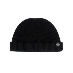 Peewee – Black Cotton Short Beanie