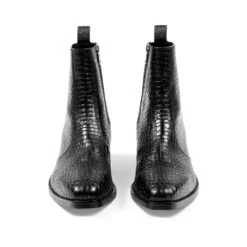 Richards – Black Snakeskin Leather Zip Boots -Straight To Hell ric blk sna men w 7