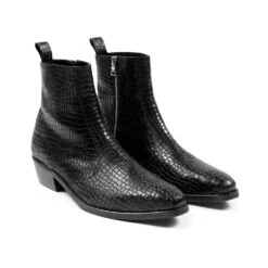 Richards – Black Snakeskin Leather Zip Boots -Straight To Hell ric blk sna men w 8