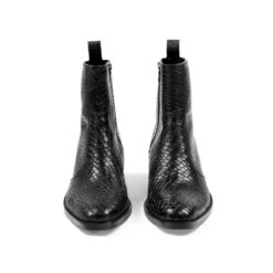 Richards – Black Snakeskin Leather Zip Boots (Size 7, 7.5, 8) -Straight To Hell ric blk sna wom w 4 1