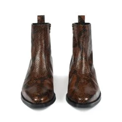 Richards – Brown Snakeskin Leather Zip Boots -Straight To Hell ric brn sna res men w 4