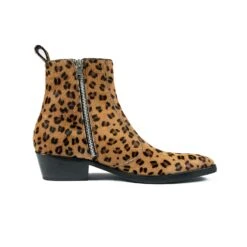 Richards – Brown Leopard Zip Boots (Size 6, 6.5, 7, 7.5, 8)