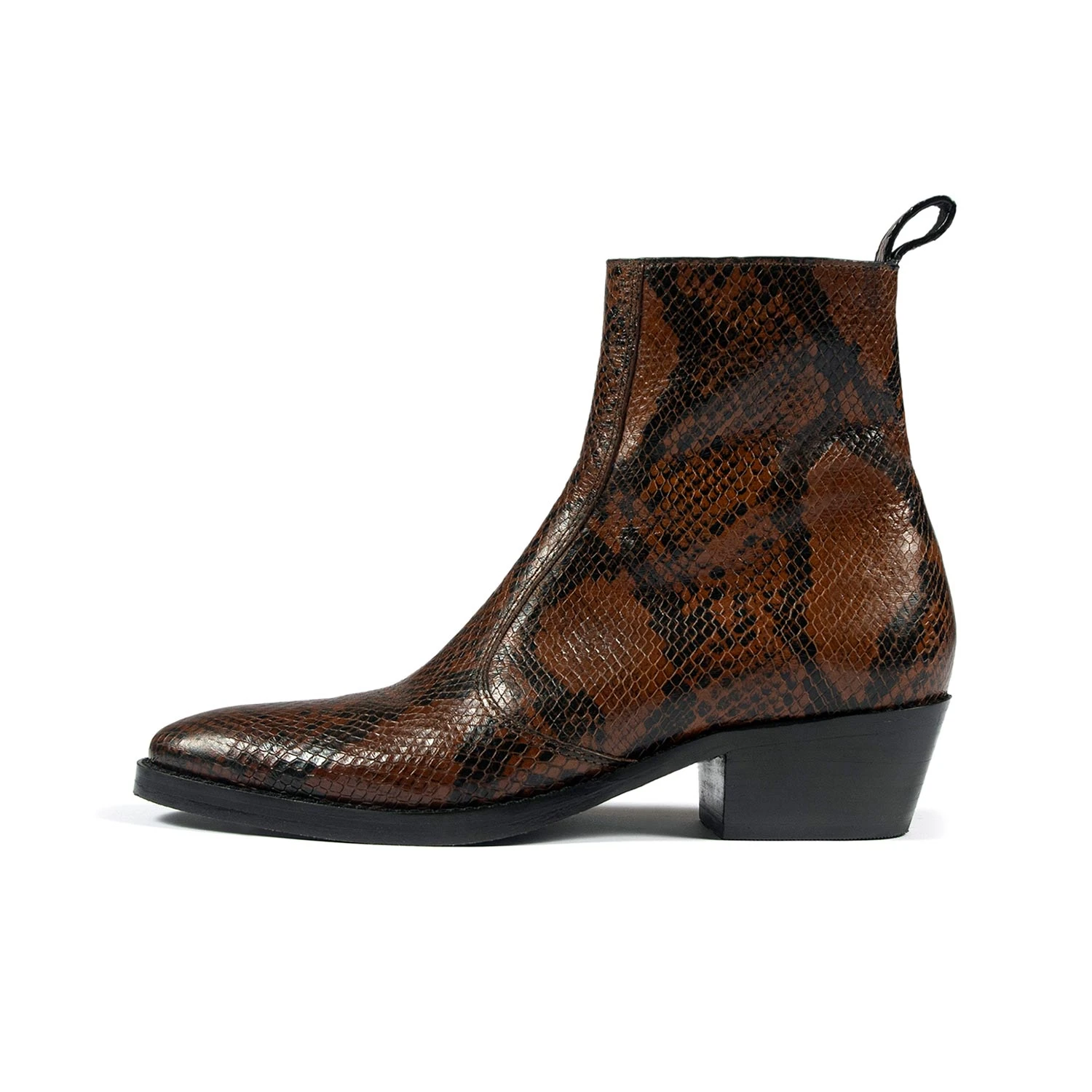 Richards – Brown Snakeskin Leather Zip Boots (Size 7) 2 Richards – Brown Snakeskin Leather Zip Boots (Size 7) - Image 2