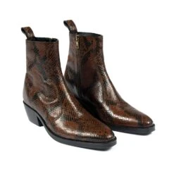Richards – Brown Snakeskin Leather Zip Boots (Size 7) 8 Richards – Brown Snakeskin Leather Zip Boots (Size 7) -Straight To Hell ric bro sna wom w 3