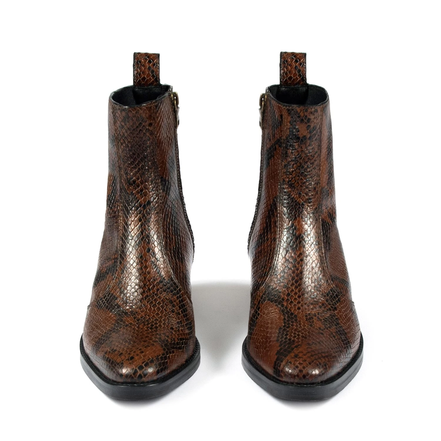 Richards – Brown Snakeskin Leather Zip Boots (Size 7) 4 Richards – Brown Snakeskin Leather Zip Boots (Size 7) - Image 4