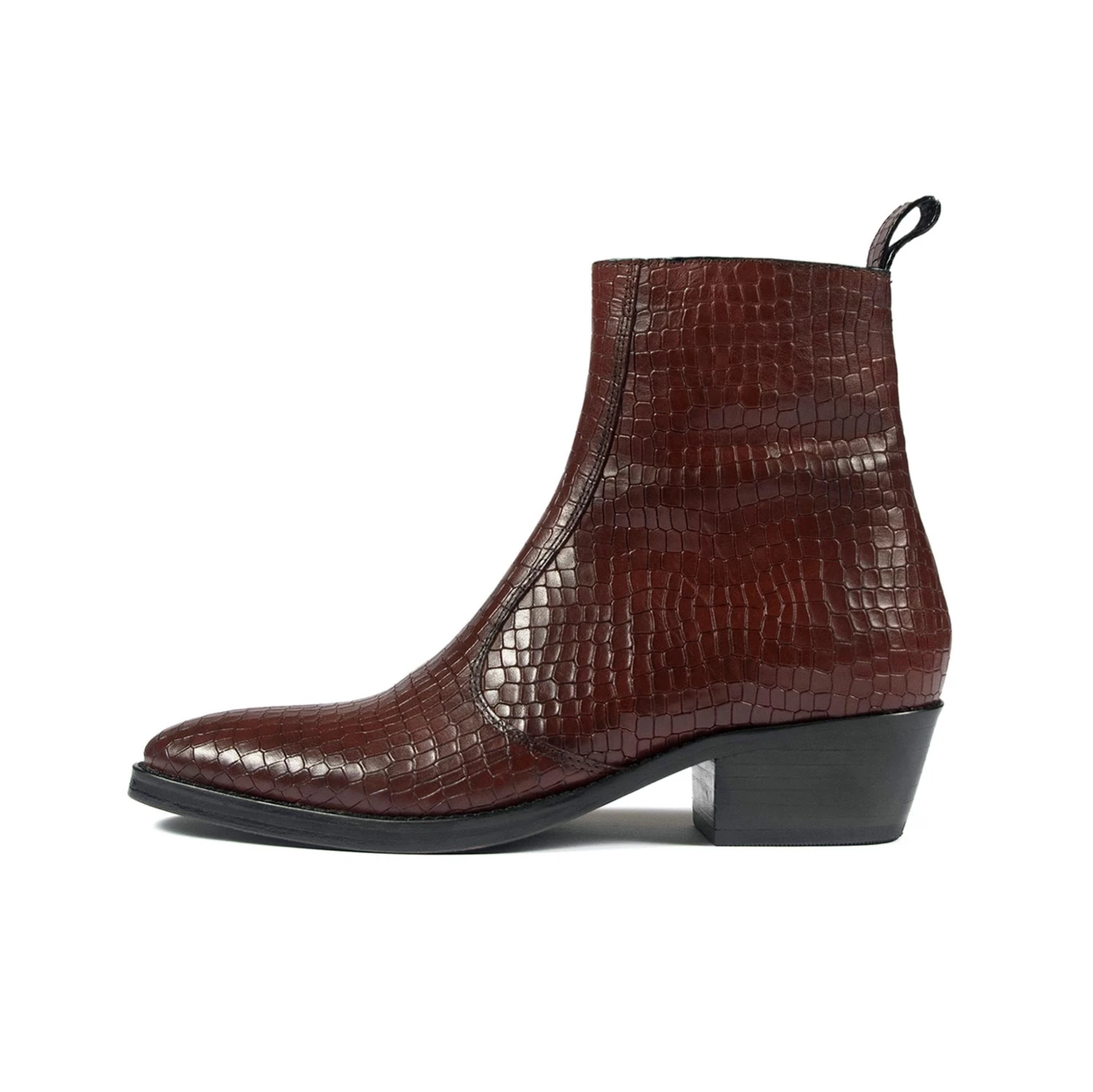 Richards – Burgundy Snakeskin Leather Zip Boots (Size 7, 7.5, 8) 2 Richards – Burgundy Snakeskin Leather Zip Boots (Size 7, 7.5, 8) - Image 2