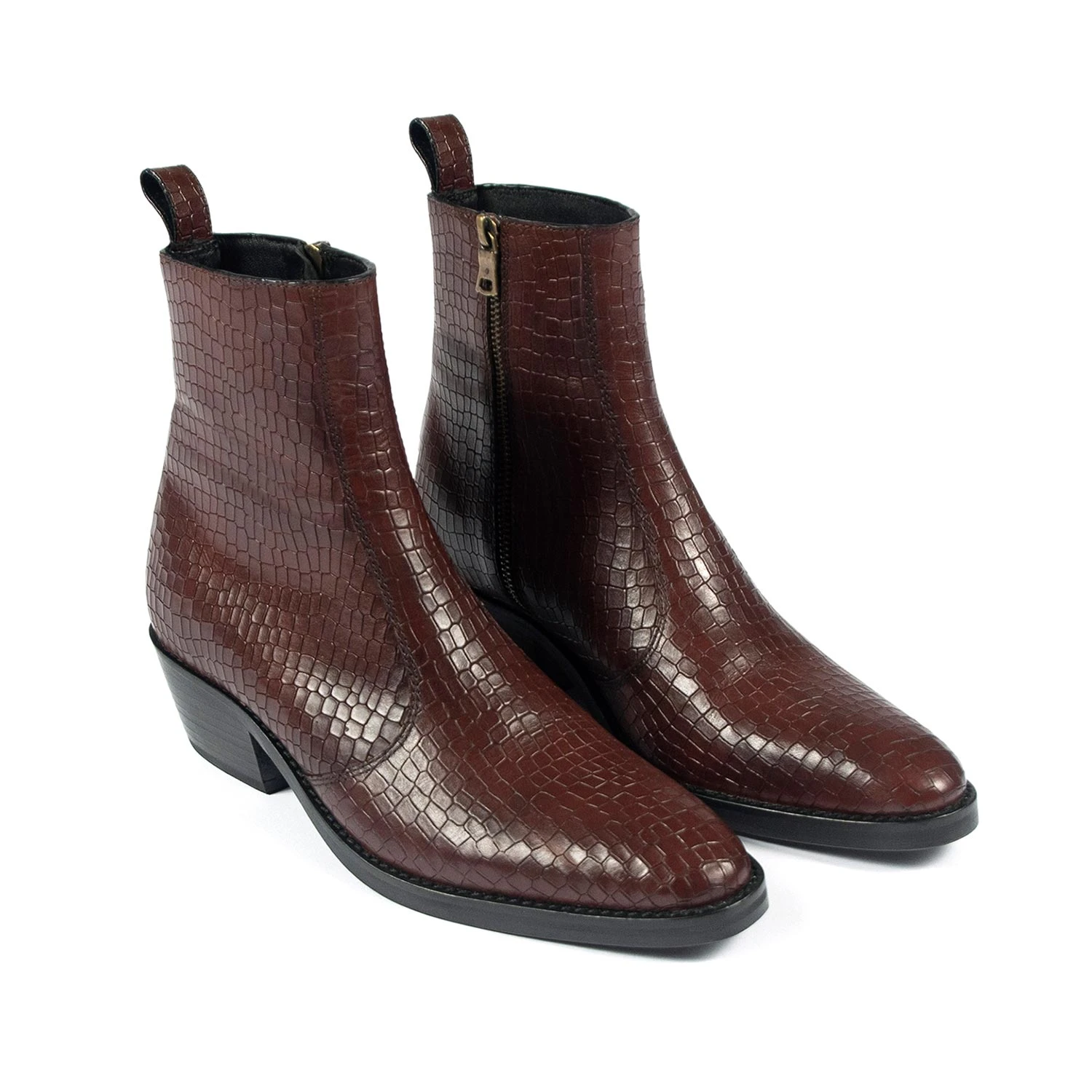 Richards – Burgundy Snakeskin Leather Zip Boots (Size 7, 7.5, 8) 3 Richards – Burgundy Snakeskin Leather Zip Boots (Size 7, 7.5, 8) - Image 3