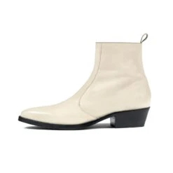 Richards – Cream Leather Zip Boots 9 Richards – Cream Leather Zip Boots -Straight To Hell ric cre res men w 2