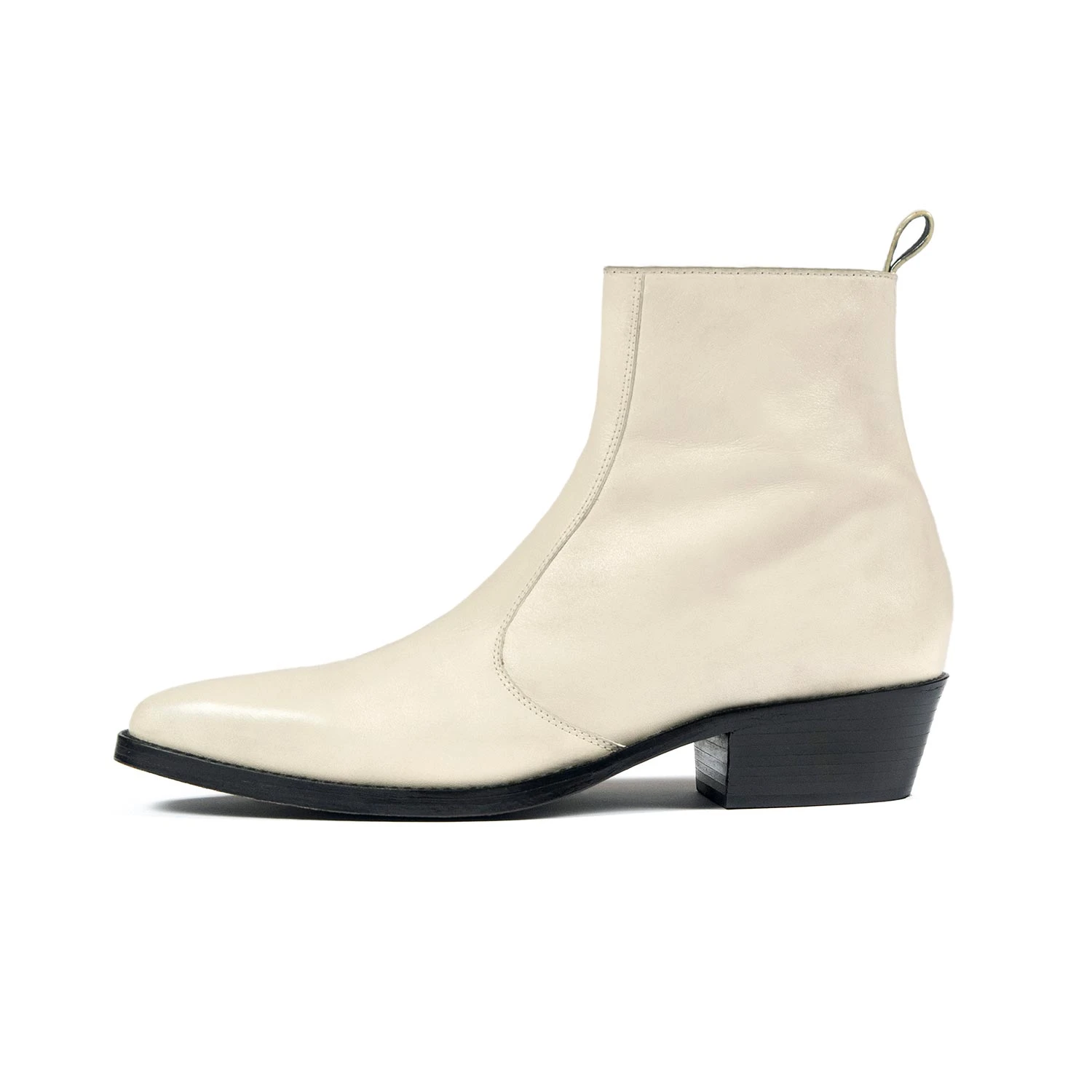 Richards – Cream Leather Zip Boots 3 Richards – Cream Leather Zip Boots - Image 3