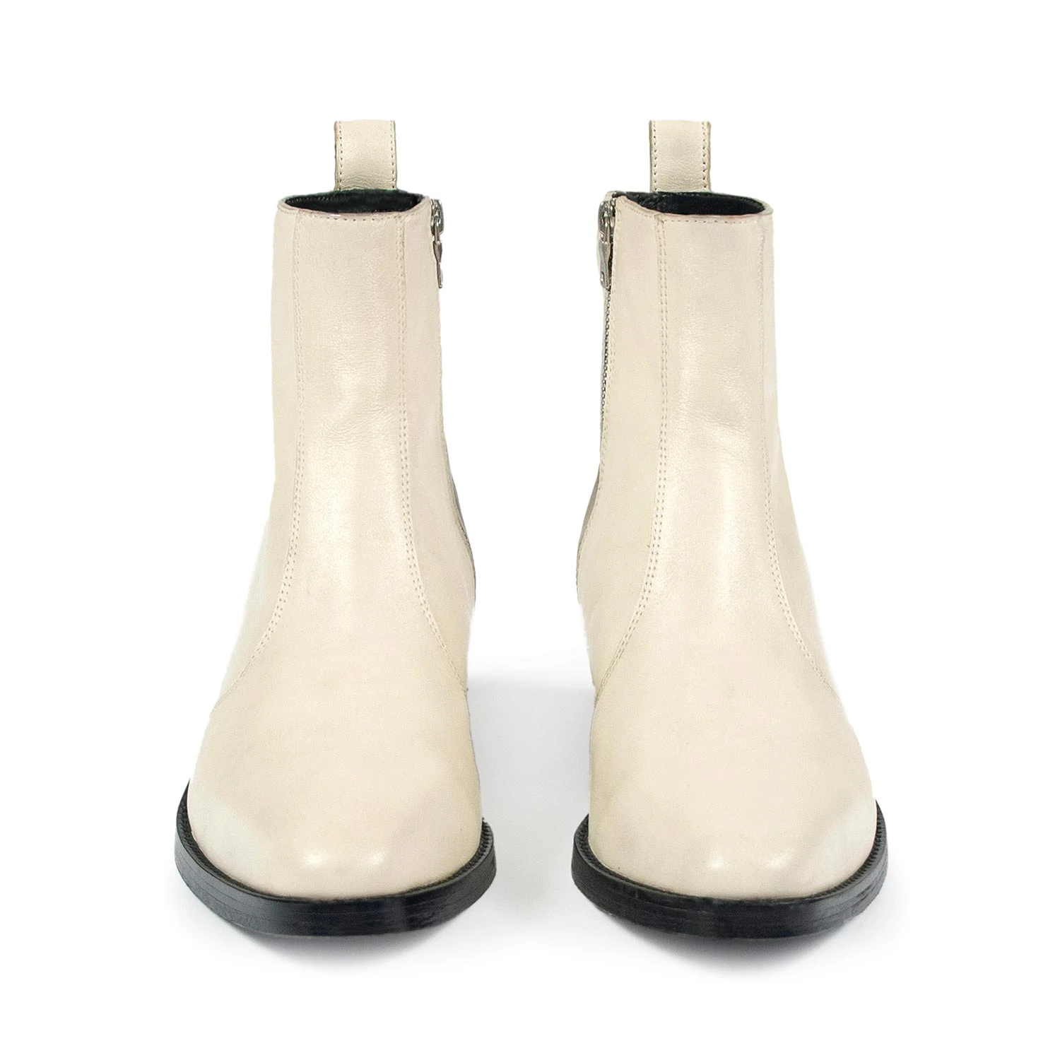 Richards – Cream Leather Zip Boots 4 Richards – Cream Leather Zip Boots - Image 4