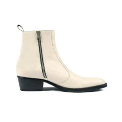 Richards – Cream Leather Zip Boots (Size 7, 7.5, 8, 8.5, 9.5)