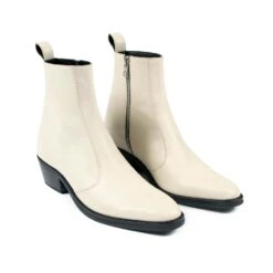 Richards – Cream Leather Zip Boots (Size 7, 7.5, 8, 8.5, 9.5) -Straight To Hell ric cre wom w 3