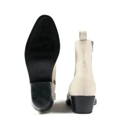 Richards – Cream Leather Zip Boots (Size 7, 7.5, 8, 8.5, 9.5) -Straight To Hell ric cre wom w 5