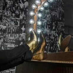 Richards – Gold Leather Zip Boots -Straight To Hell ric gol men thumb