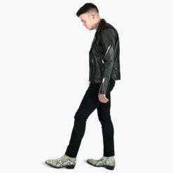 Richards – Grey Snakeskin Leather Zip Boots (Size 8) -Straight To Hell ric gry men w 6