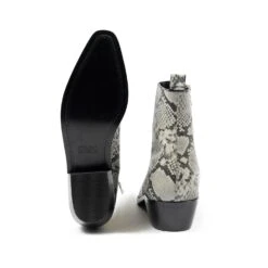 Richards – Grey Snakeskin Leather Zip Boots (Size 8) -Straight To Hell ric gry men w 7