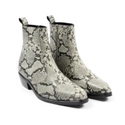 Richards – Grey Snakeskin Leather Zip Boots (Size 8) -Straight To Hell ric gry men w 9
