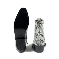 Richards – Grey Snakeskin Leather Zip Boots -Straight To Hell ric gry sna res men w 5