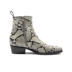 Richards – Grey Snakeskin Leather Zip Boots (Size 5.5, 6.5)