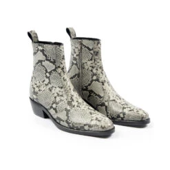 Richards – Grey Snakeskin Leather Zip Boots (Size 5.5, 6.5) -Straight To Hell ric gry sna wom w 3