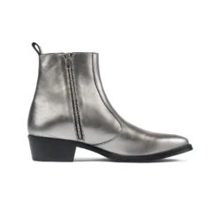 Richards – Silver Leather Zip Boots