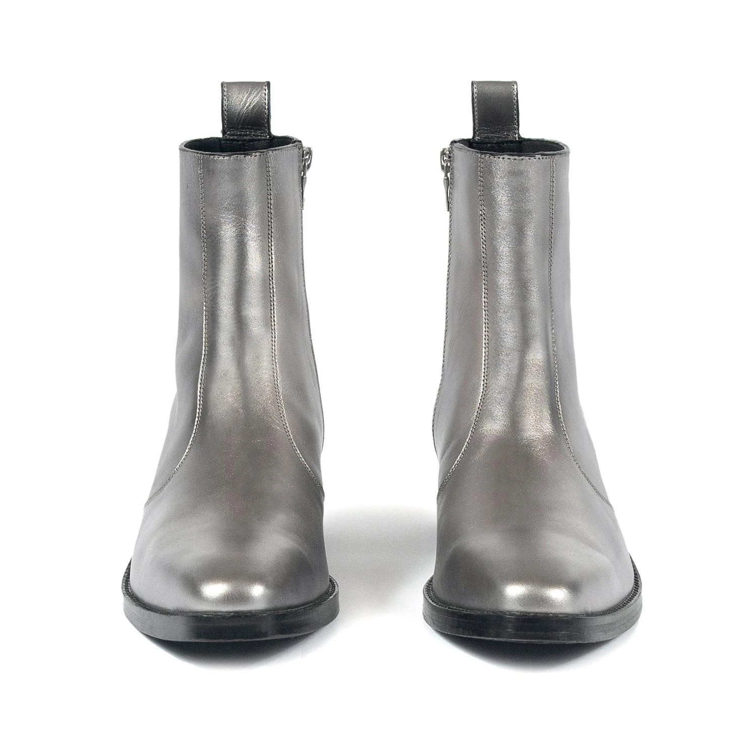 Richards – Silver Leather Zip Boots 4 Richards – Silver Leather Zip Boots - Image 4