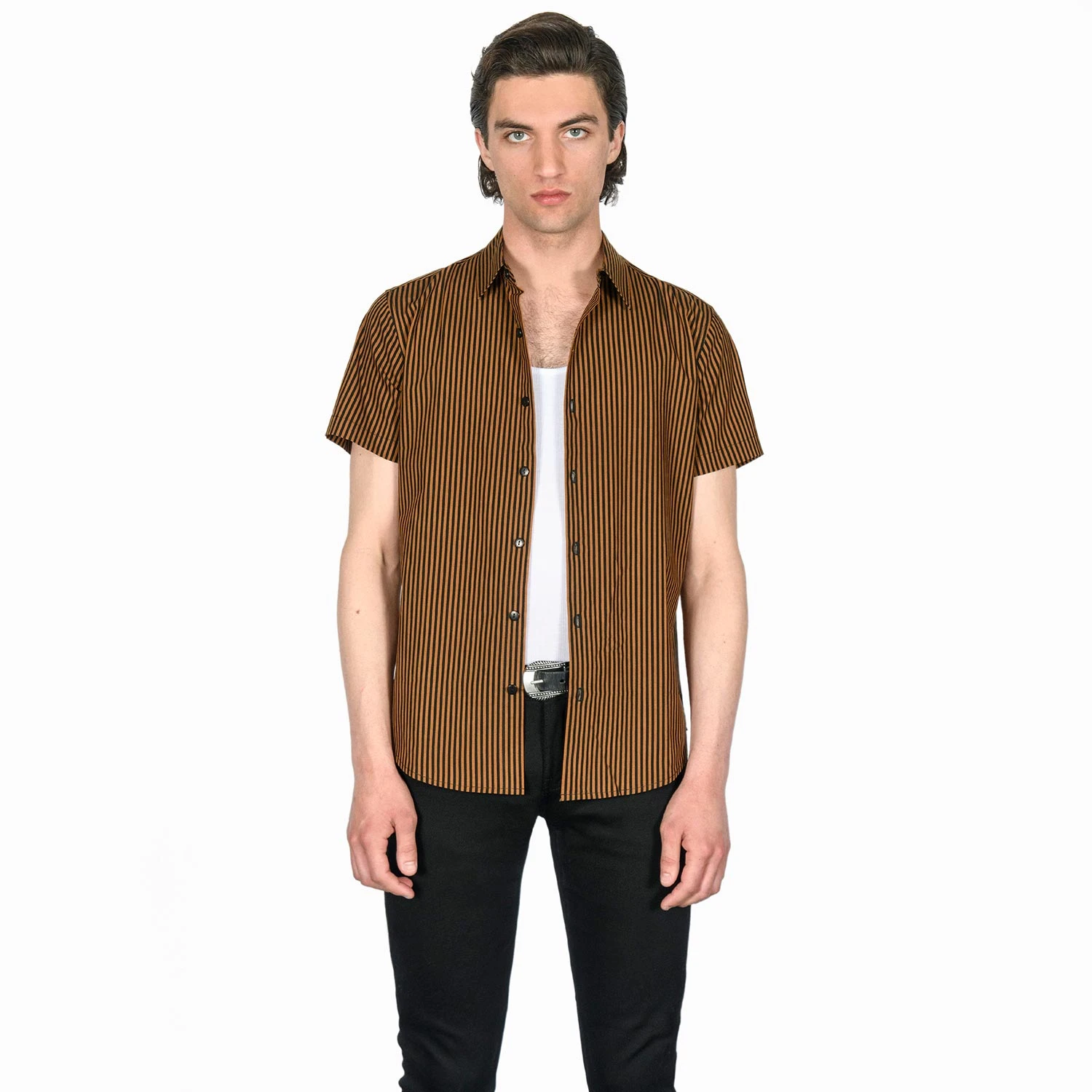 Rip This Joint – Black And Brown Striped Shirt (Size M) 2 Rip This Joint – Black And Brown Striped Shirt (Size M) - Image 2