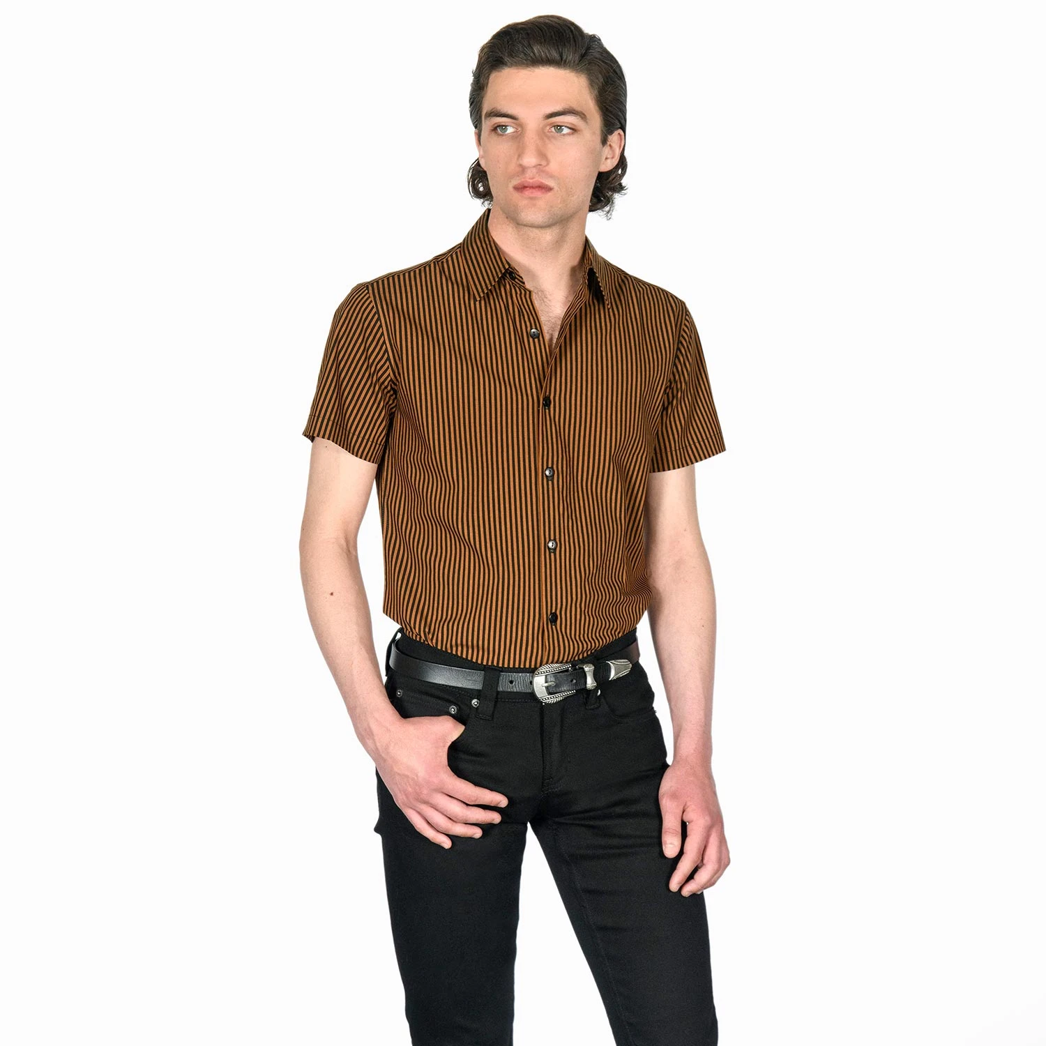 Rip This Joint – Black And Brown Striped Shirt (Size M) 4 Rip This Joint – Black And Brown Striped Shirt (Size M) - Image 4