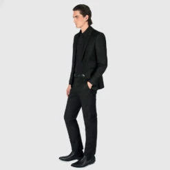 Riviera – Black And White Pinstriped Blazer -Straight To Hell riv blk wht pin w 3