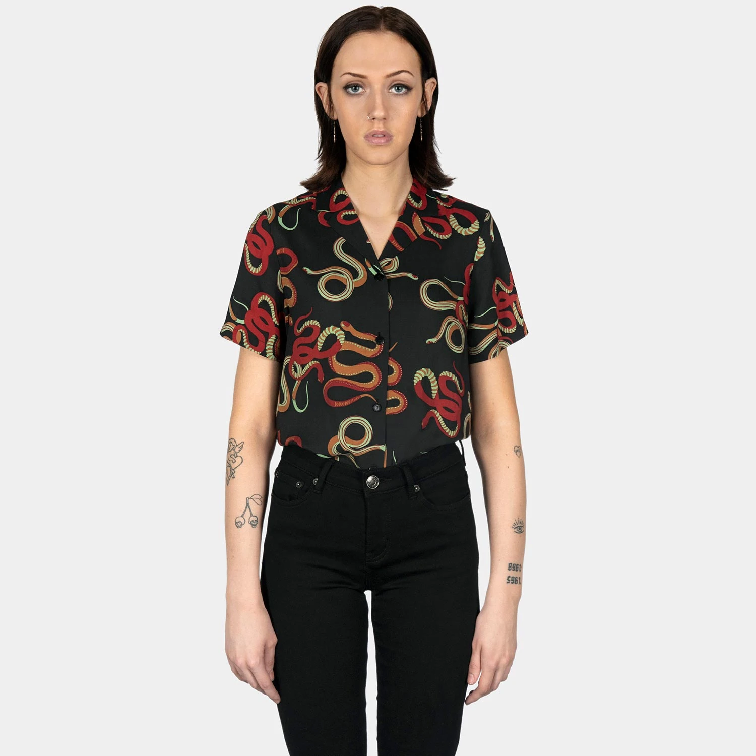 Snake Dance Blues – Snake Motif Print Shirt (Size XS, 3XL) 2 Snake Dance Blues – Snake Motif Print Shirt (Size XS, 3XL) - Image 2