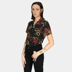 Snake Dance Blues – Snake Motif Print Shirt (Size XS, 3XL) 8 Snake Dance Blues – Snake Motif Print Shirt (Size XS, 3XL) -Straight To Hell sna dan wom w 3